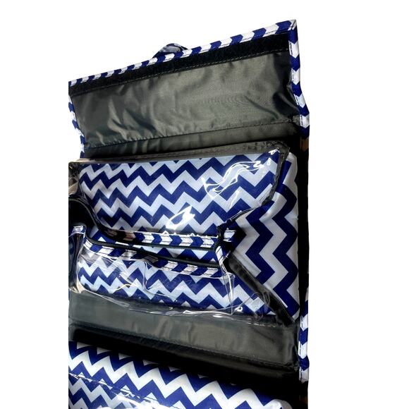 JM New York Blue White Large Cosmetic Caddie Makeup Case - Picture 8 of 9